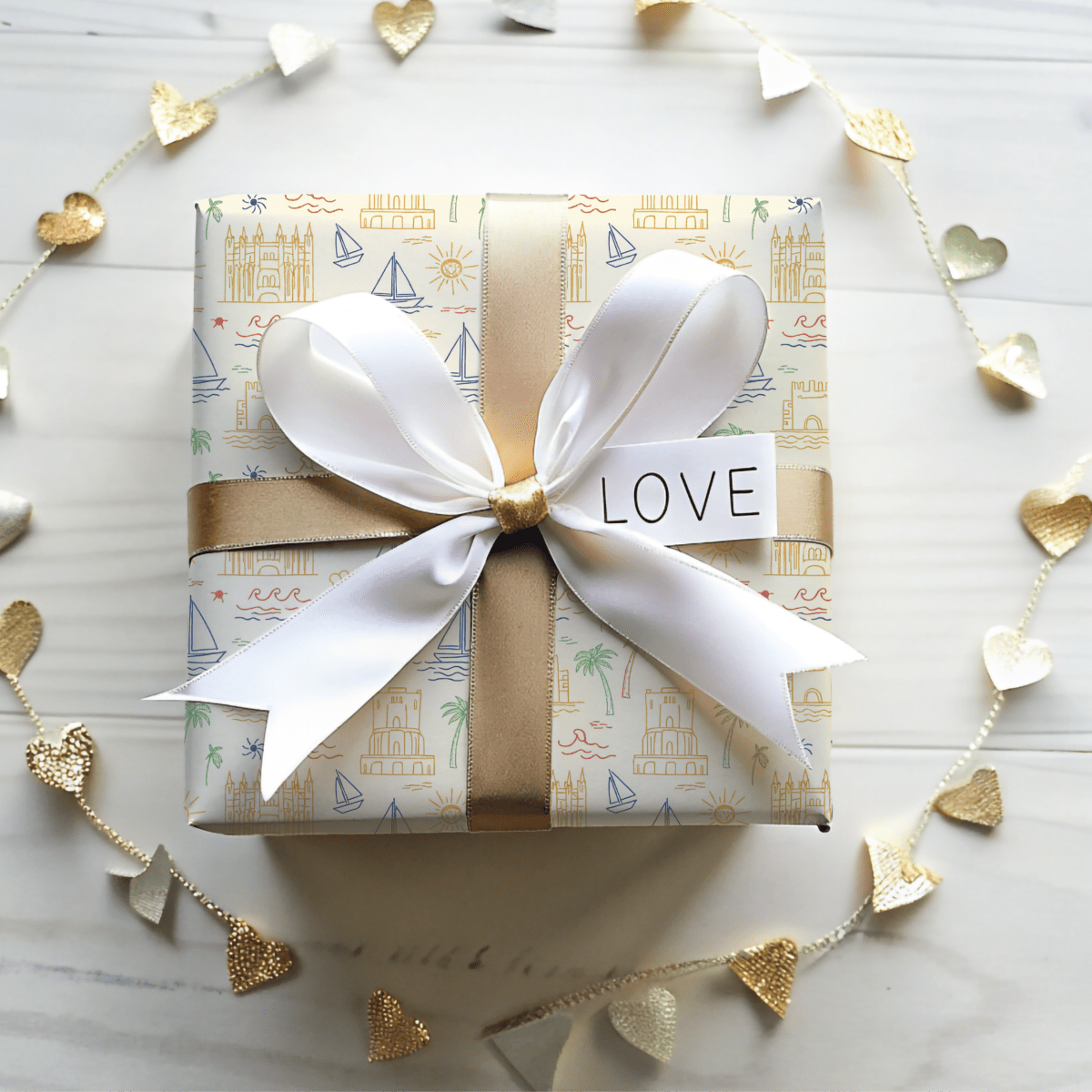 Sunwashed Shores – Mediterranean Sketch Wrapping Paper