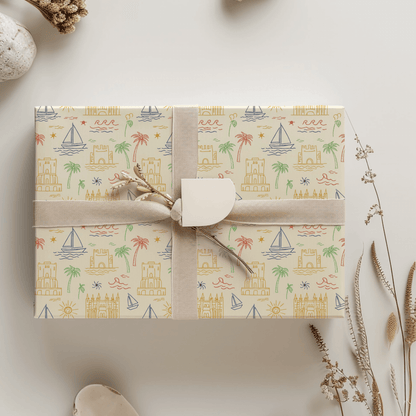 Sunwashed Shores – Mediterranean Sketch Wrapping Paper