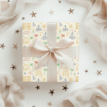 Sunwashed Shores – Mediterranean Sketch Wrapping Paper