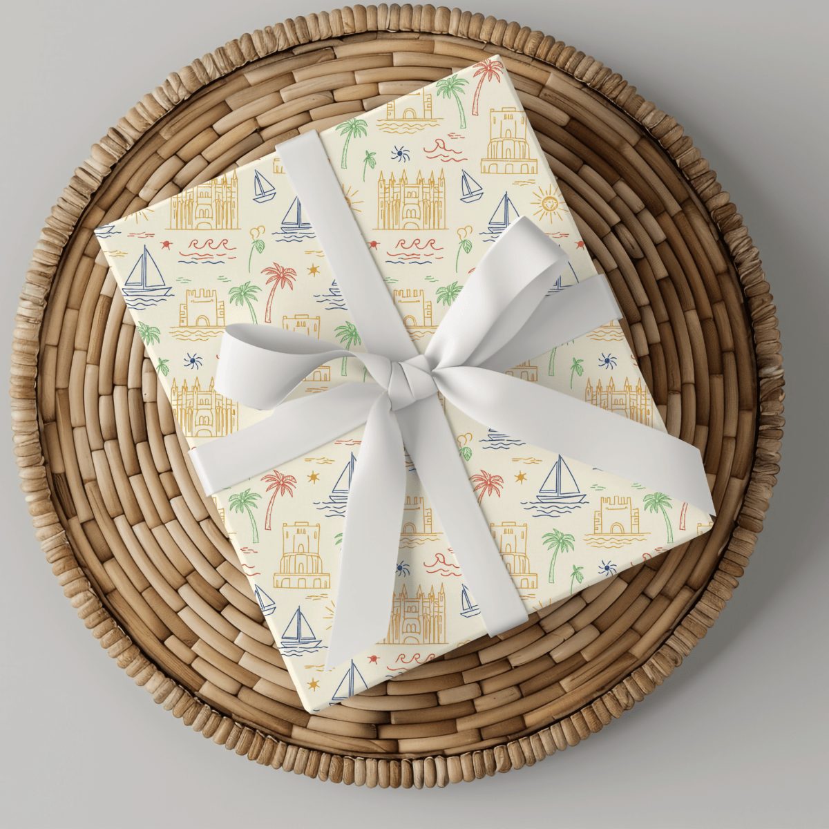 Sunwashed Shores – Mediterranean Sketch Wrapping Paper
