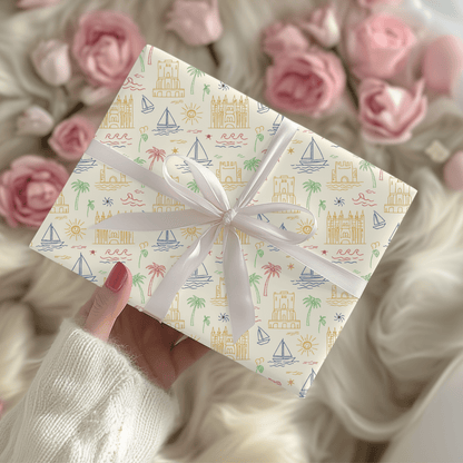 Sunwashed Shores – Mediterranean Sketch Wrapping Paper