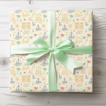 Sunwashed Shores – Mediterranean Sketch Wrapping Paper