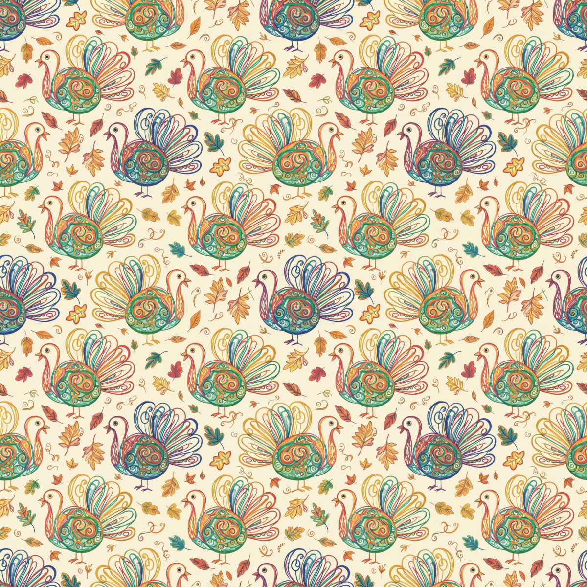 Gobble Glow & Autumn Swirls – Whimsical Turkey Wrapping Paper