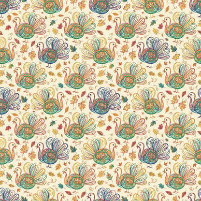 Gobble Glow & Autumn Swirls – Whimsical Turkey Wrapping Paper
