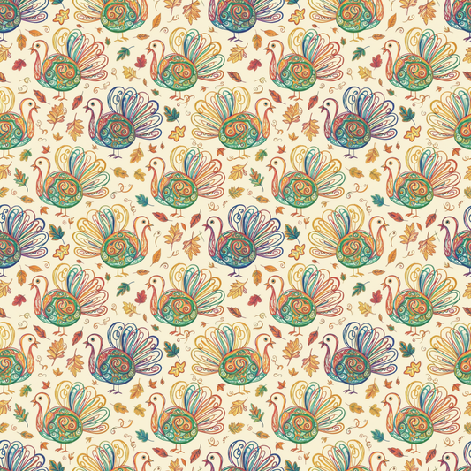Gobble Glow & Autumn Swirls – Whimsical Turkey Wrapping Paper