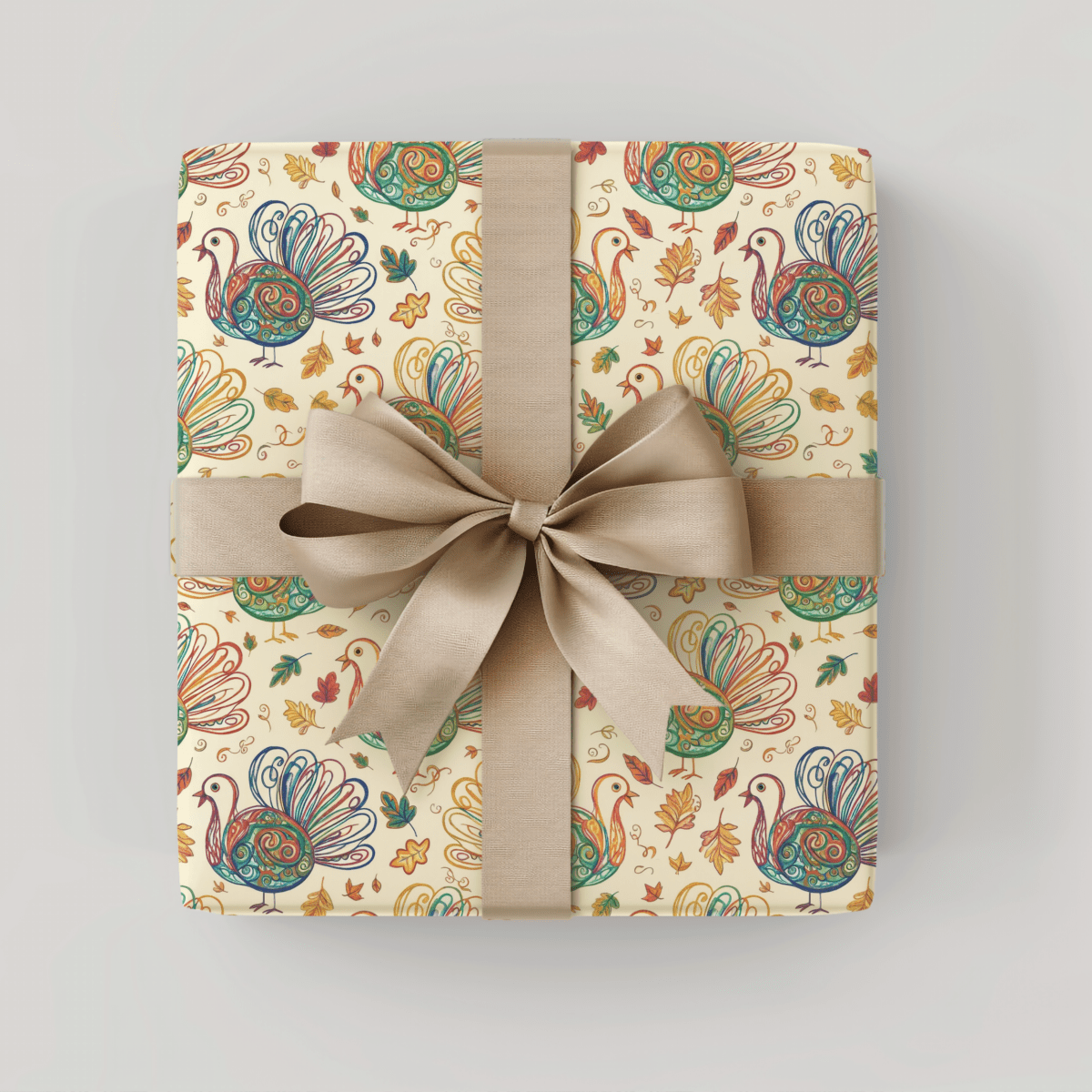 Gobble Glow & Autumn Swirls – Whimsical Turkey Wrapping Paper