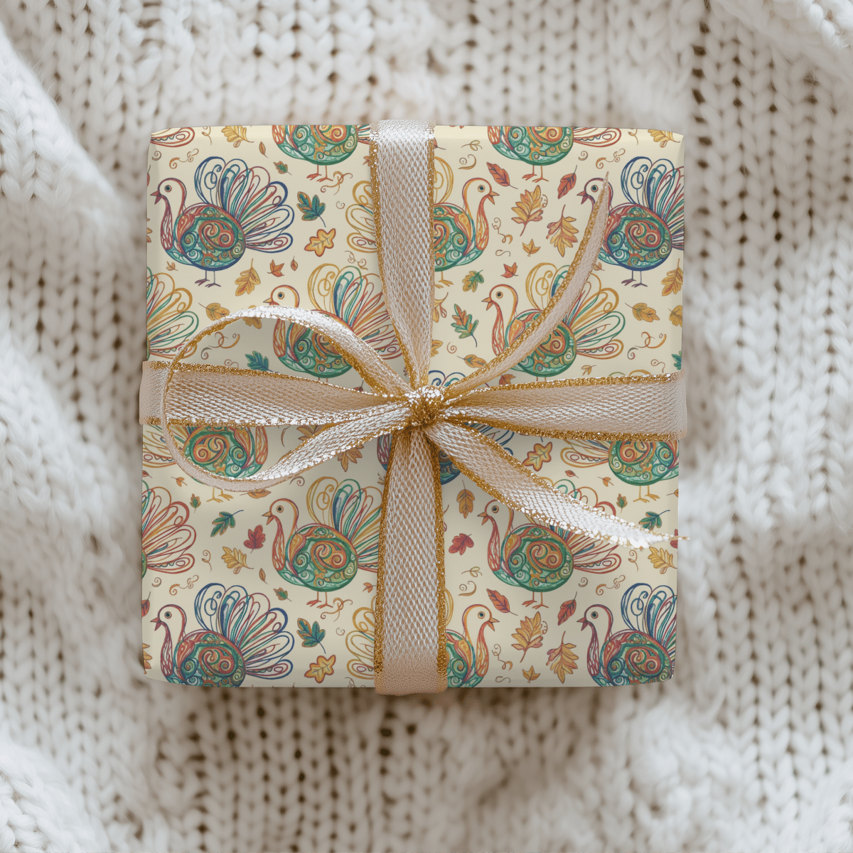 Gobble Glow & Autumn Swirls – Whimsical Turkey Wrapping Paper