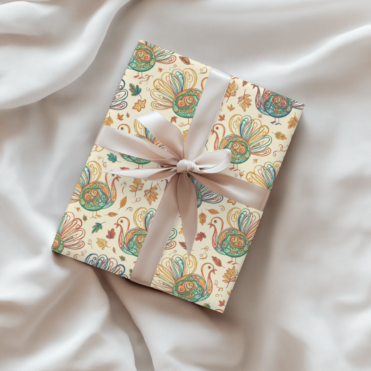 Gobble Glow & Autumn Swirls – Whimsical Turkey Wrapping Paper
