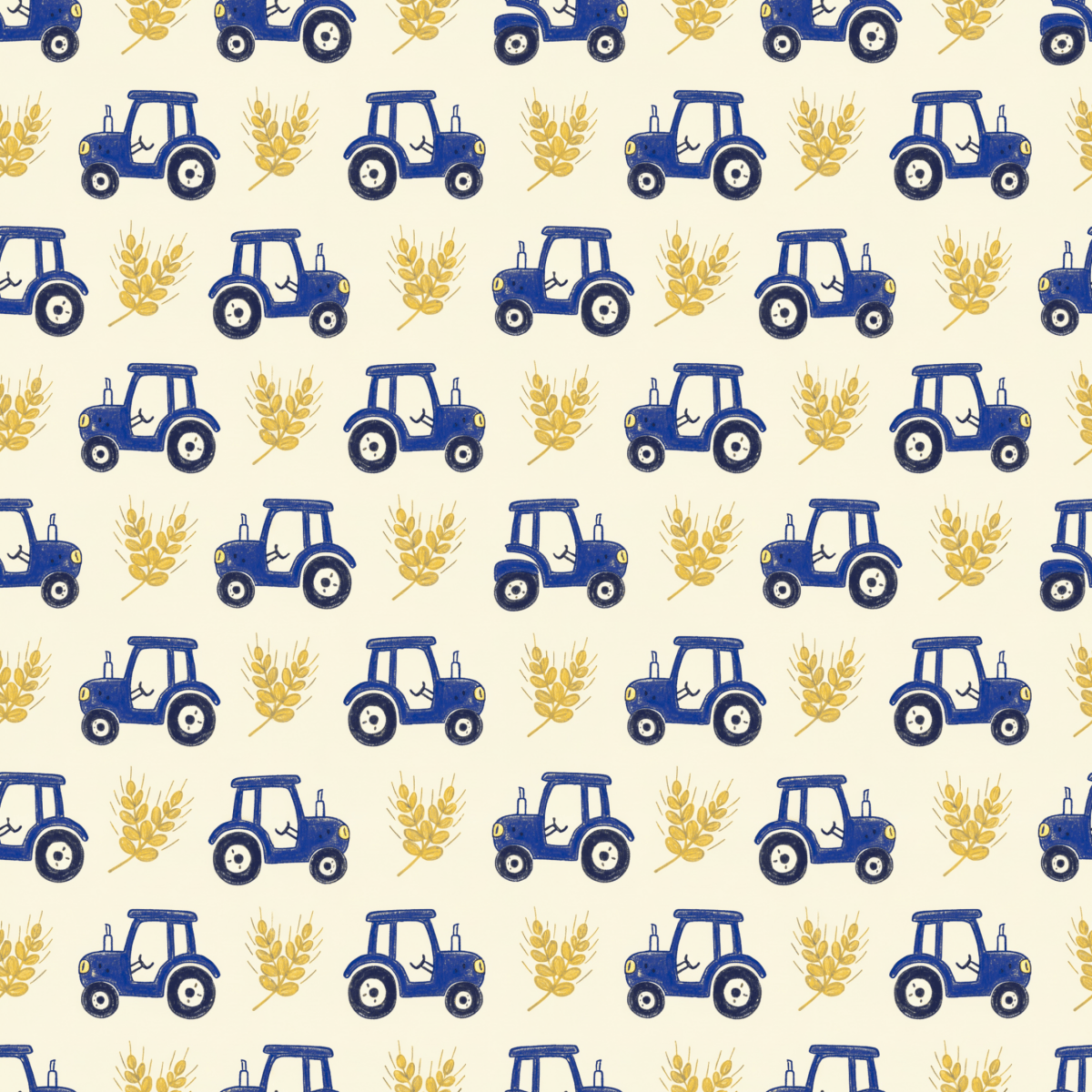 Blue Ribbon Harvest – Whimsical Tractor Wrapping Paper