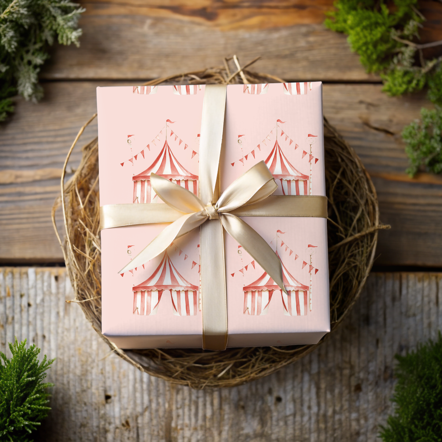 Big Top Daydreams | Whimsical Circus Tent Wrapping Paper