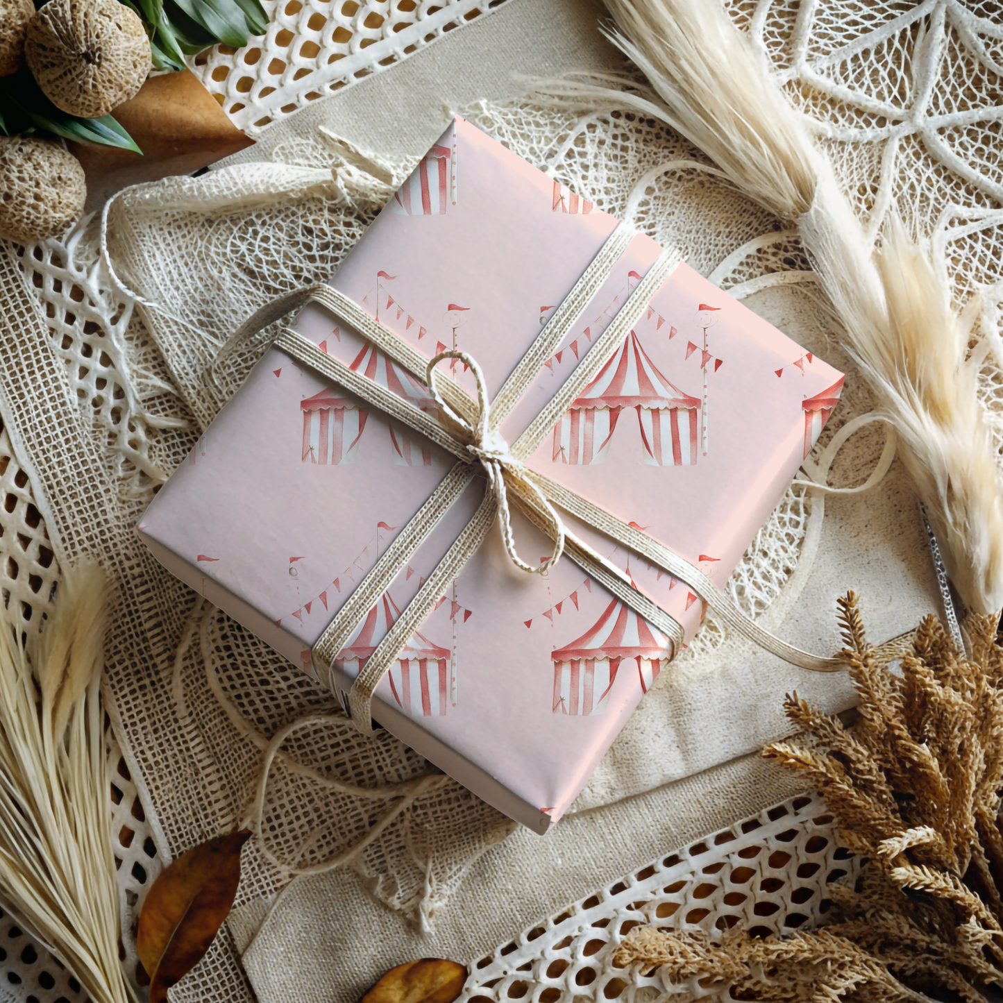 Big Top Daydreams | Whimsical Circus Tent Wrapping Paper