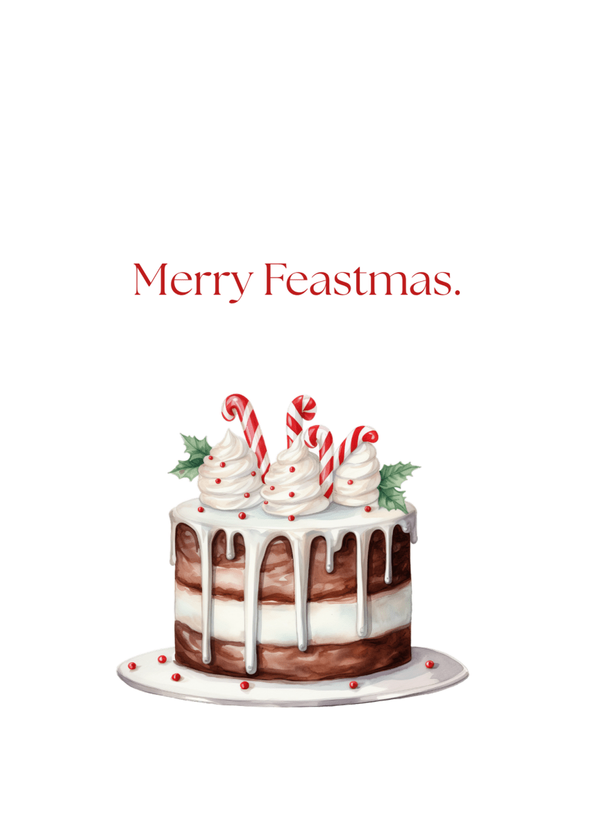 Funny Christmas (Food - Set 1) Greeting Card Pack | Set of 5 Holiday Cards | Cute & Cheeky Christmas Cards