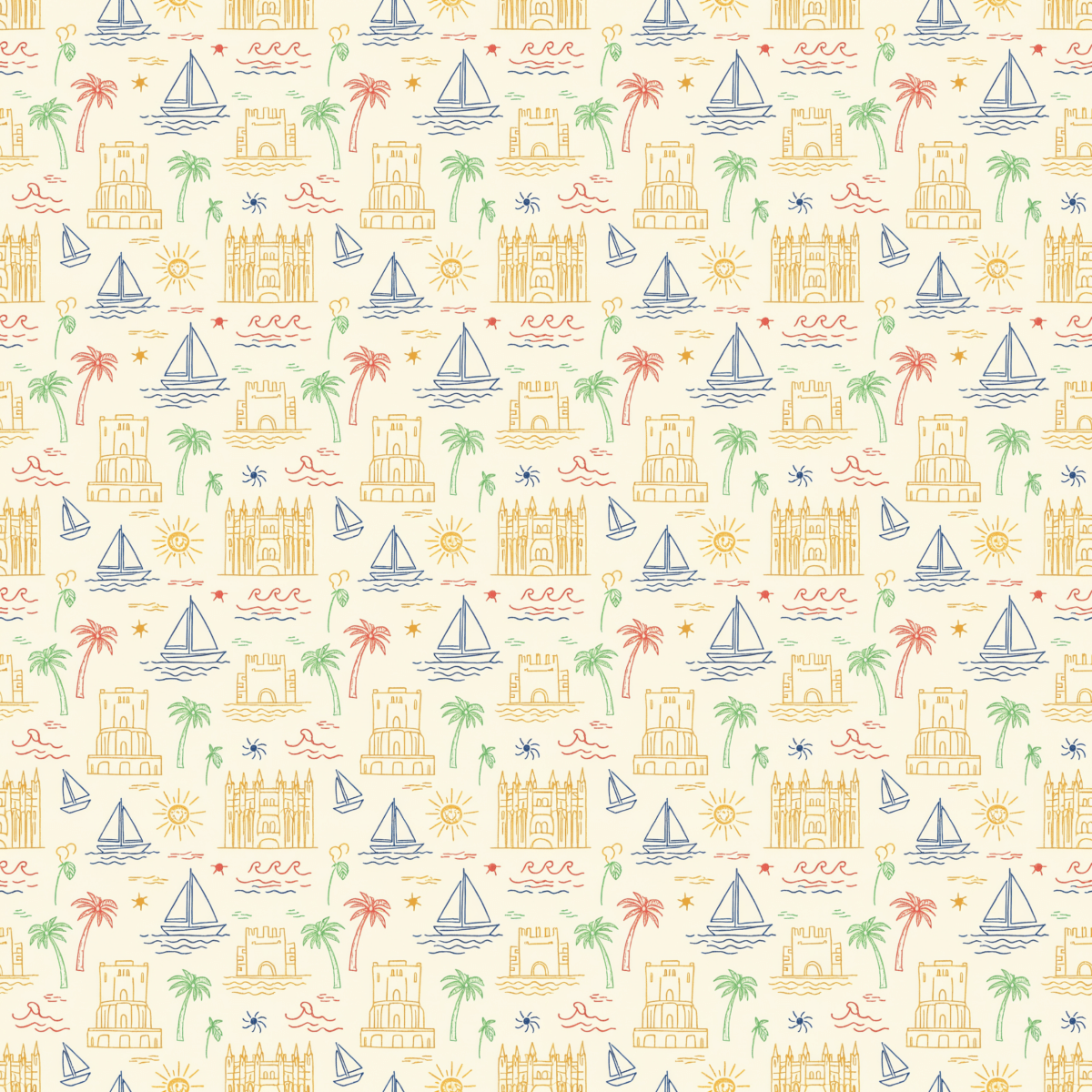 Sunwashed Shores – Mediterranean Sketch Wrapping Paper