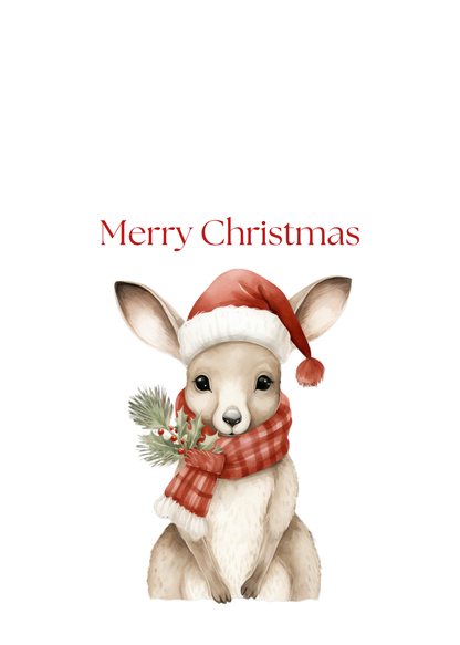 Cosy Christmas Kangaroo Greeting Card (25 pack)