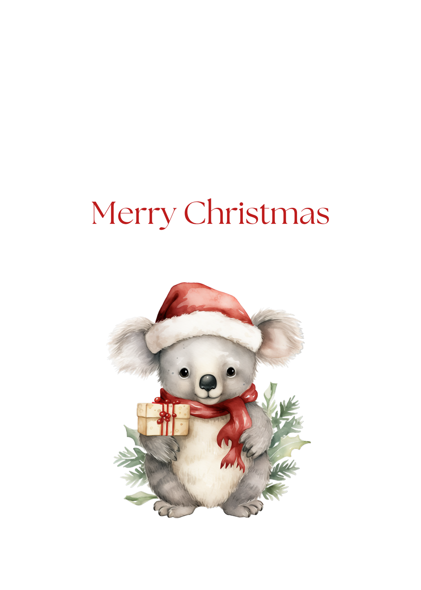 Cute Koala Christmas Cards| Merry Christmas Greeting Cards– 25 Pack | Blank Inside