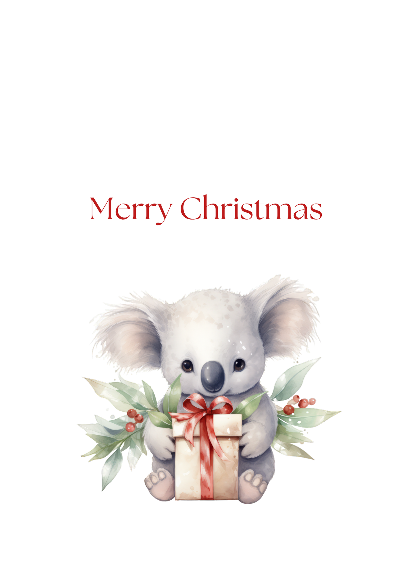Cute Koala Christmas Cards| Merry Christmas Greeting Cards– 25 Pack | Blank Inside