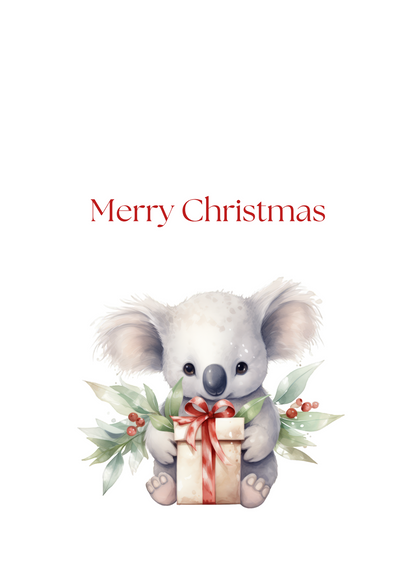 Cute Koala Christmas Cards| Merry Christmas Greeting Cards– 25 Pack | Blank Inside