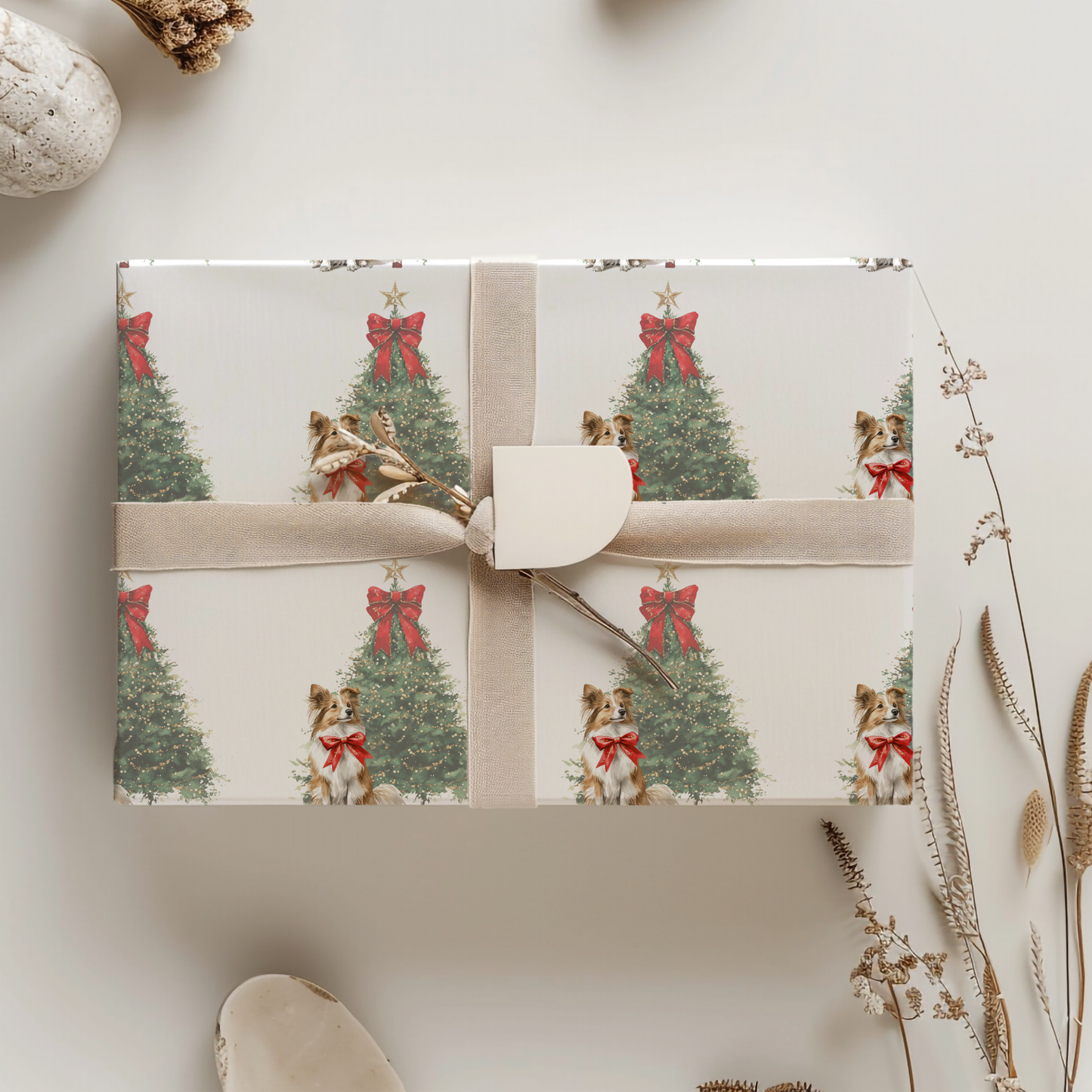 Christmas Wreath Wrapping Paper Roll — Festive Holiday Gift Wrap