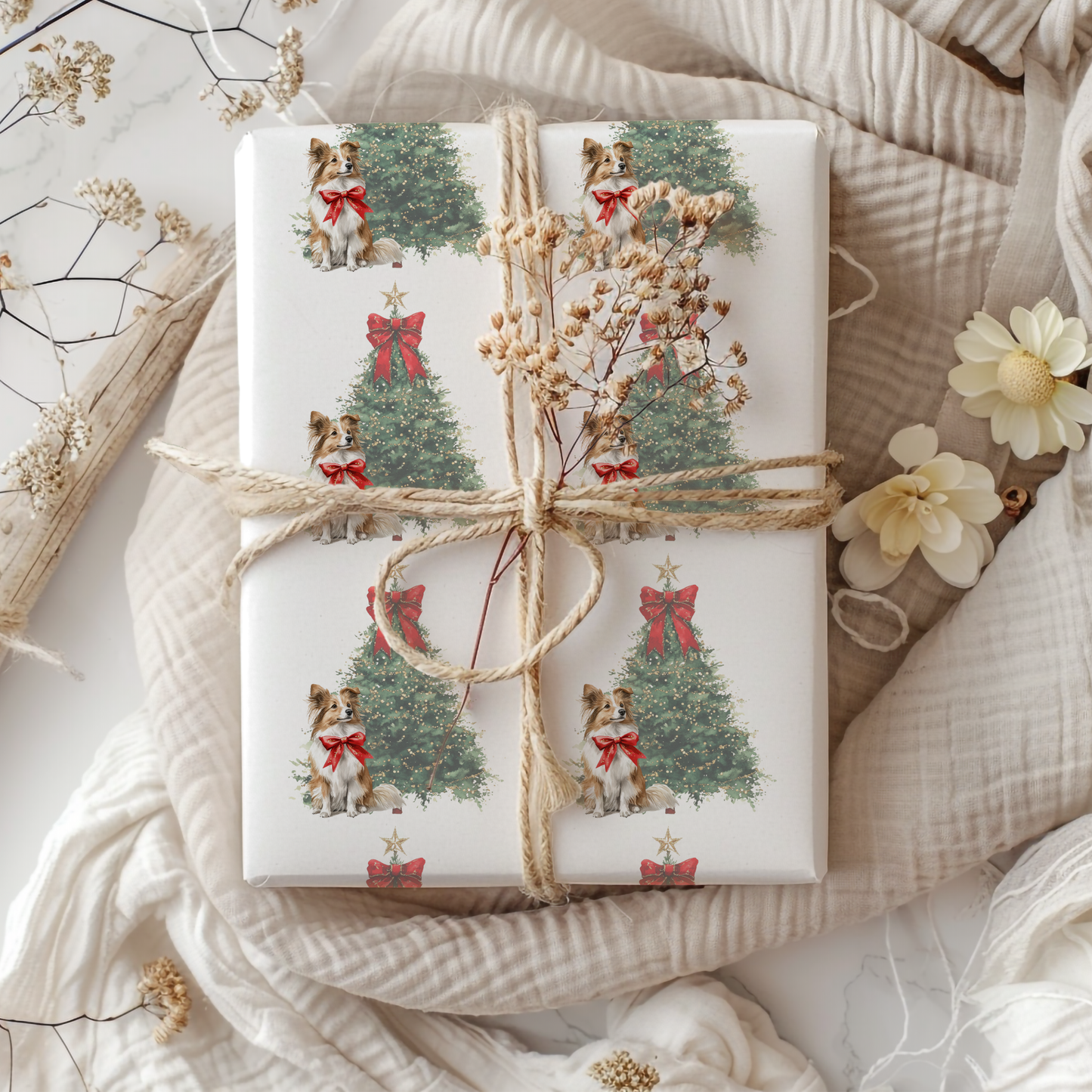 Christmas Wreath Wrapping Paper Roll — Festive Holiday Gift Wrap