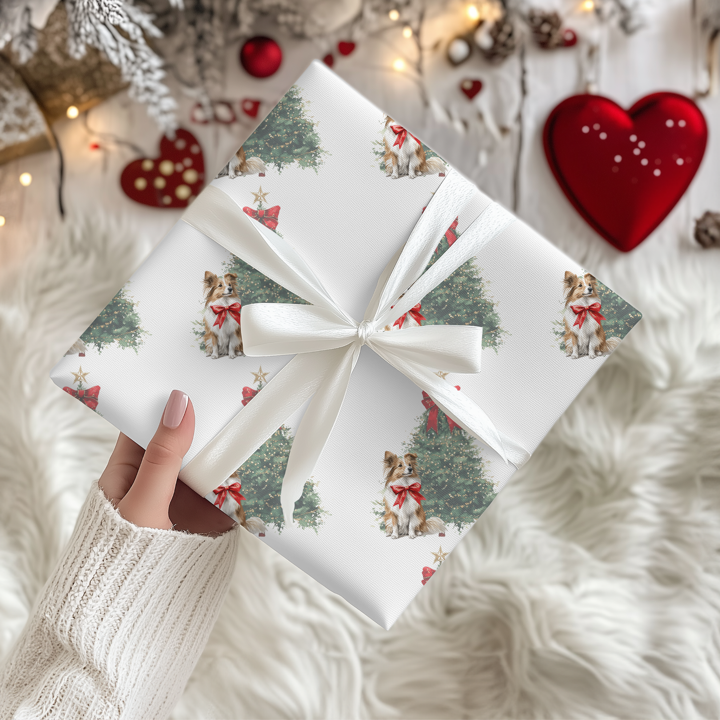 Christmas Wreath Wrapping Paper Roll — Festive Holiday Gift Wrap