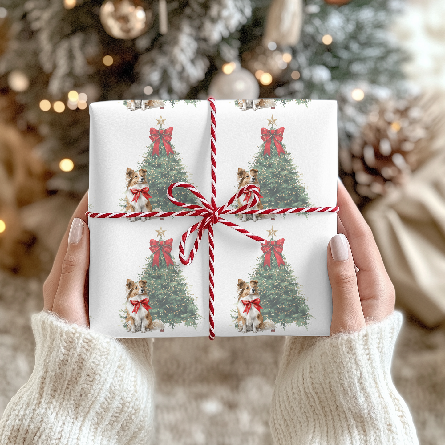 Christmas Wreath Wrapping Paper Roll — Festive Holiday Gift Wrap