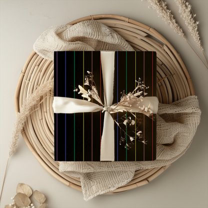Midnight Rainbow Pinstripes — Black Gift Wrap with Subtle Iridescent Lines