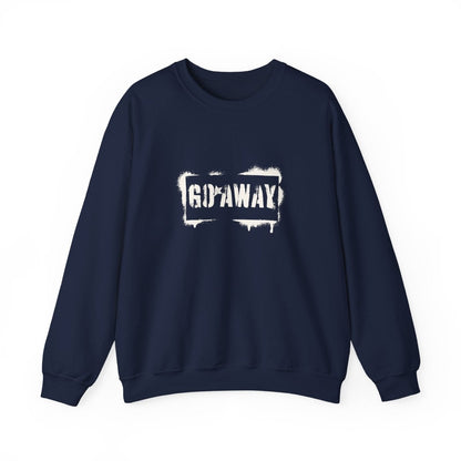 Crewneck Sweatshirt - 'Go Away' Stencil Graphic Cozy Pullover