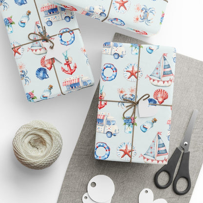 4th of July Nautical Beach Wrapping Paper