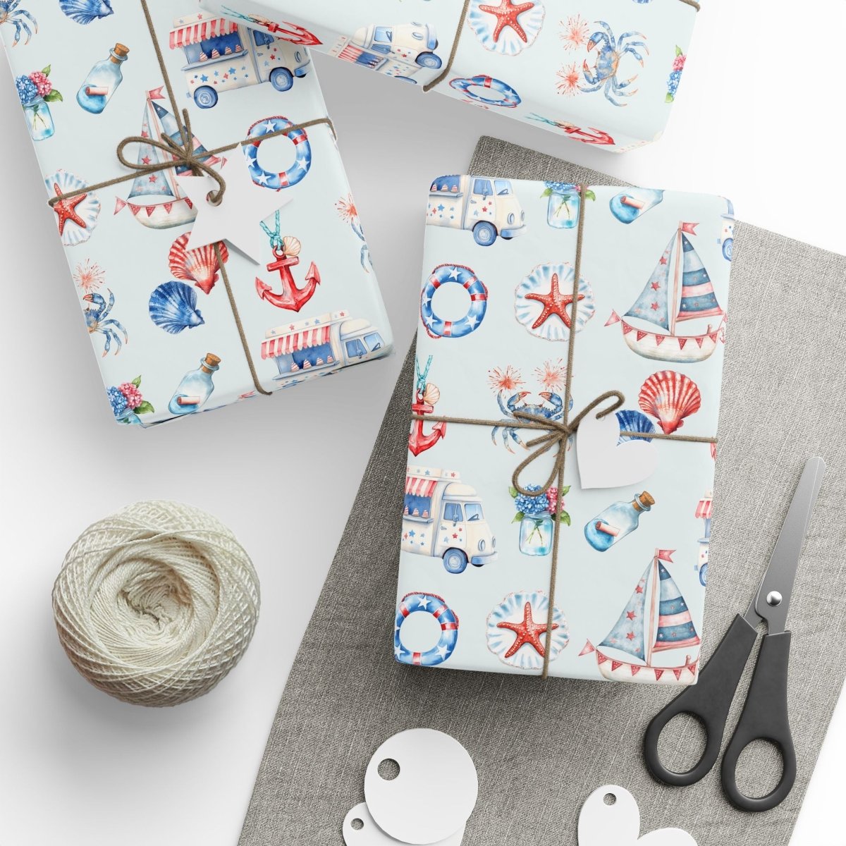4th of July Nautical Beach Wrapping Paper