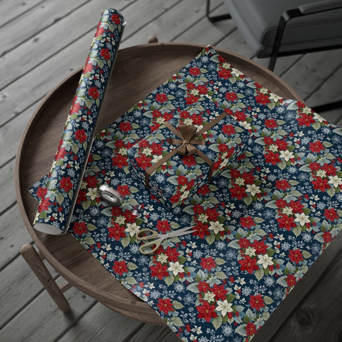 Festive Floral Christmas Wrapping Paper