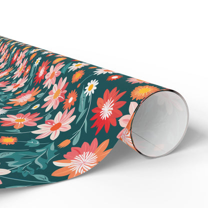 Pink & Peach Floral Wrapping Paper Roll