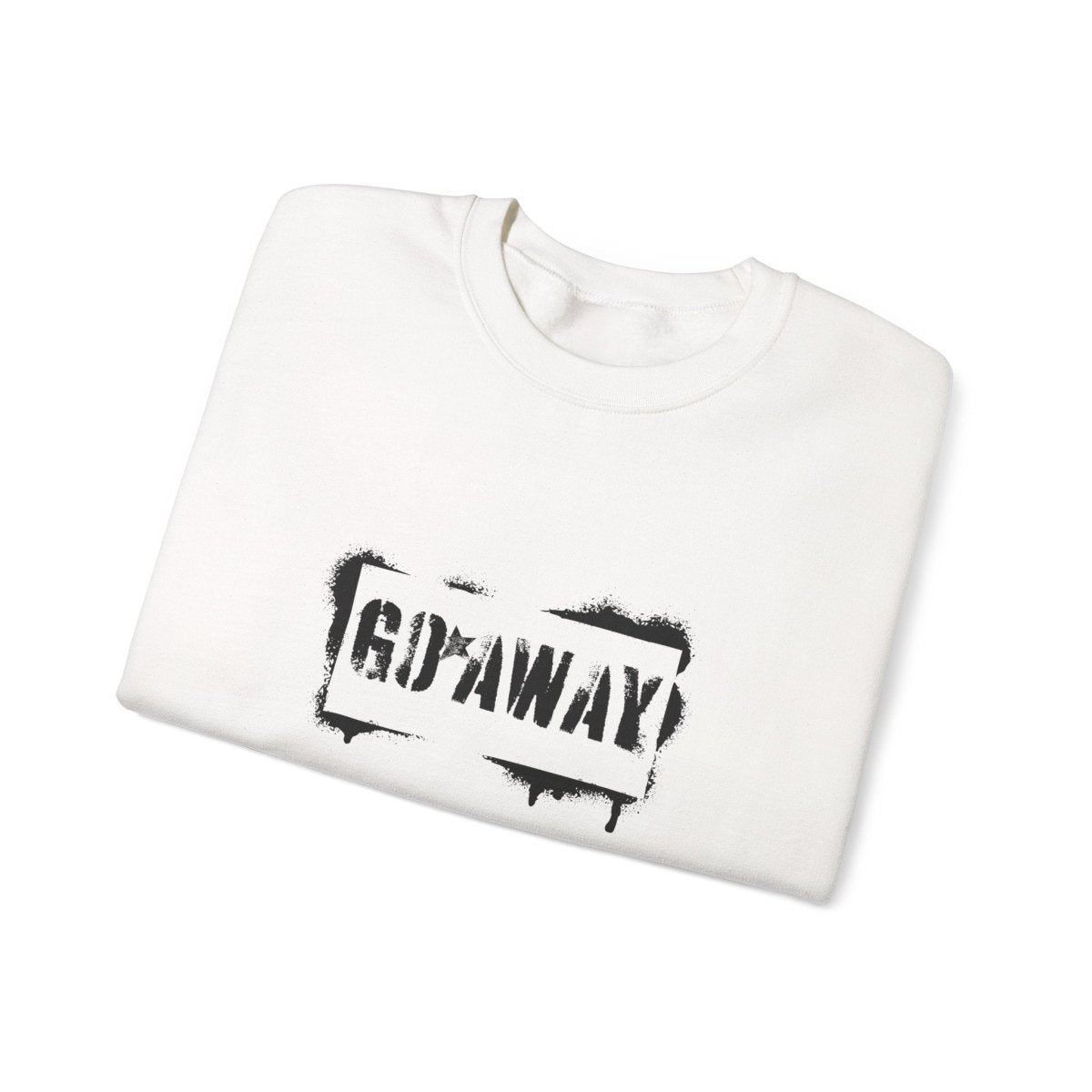 Crewneck Sweatshirt - 'Go Away' Stencil Graphic Cozy Pullover