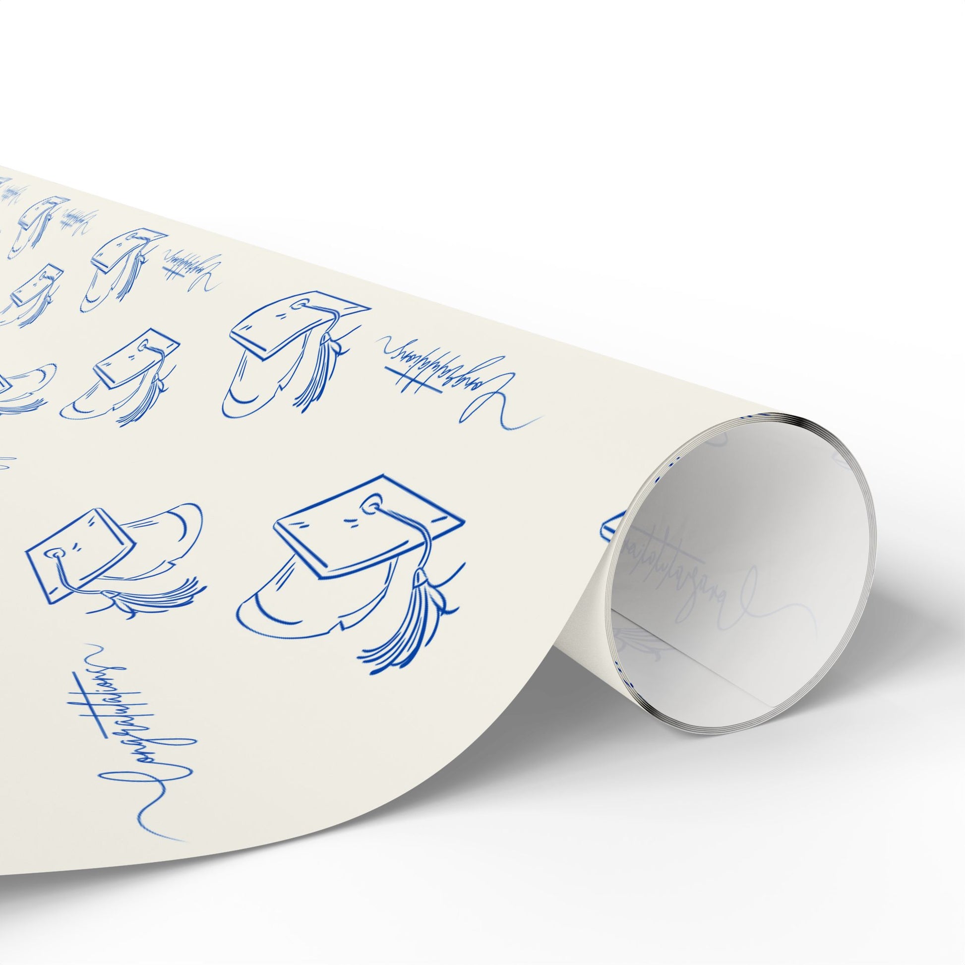 White and Blue Graduation Wrapping Paper