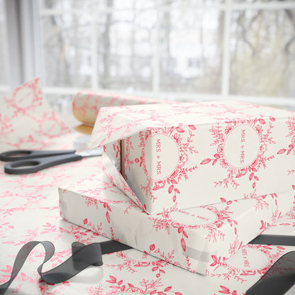 Charming Mrs & Mrs Pink and White Wrapping Paper