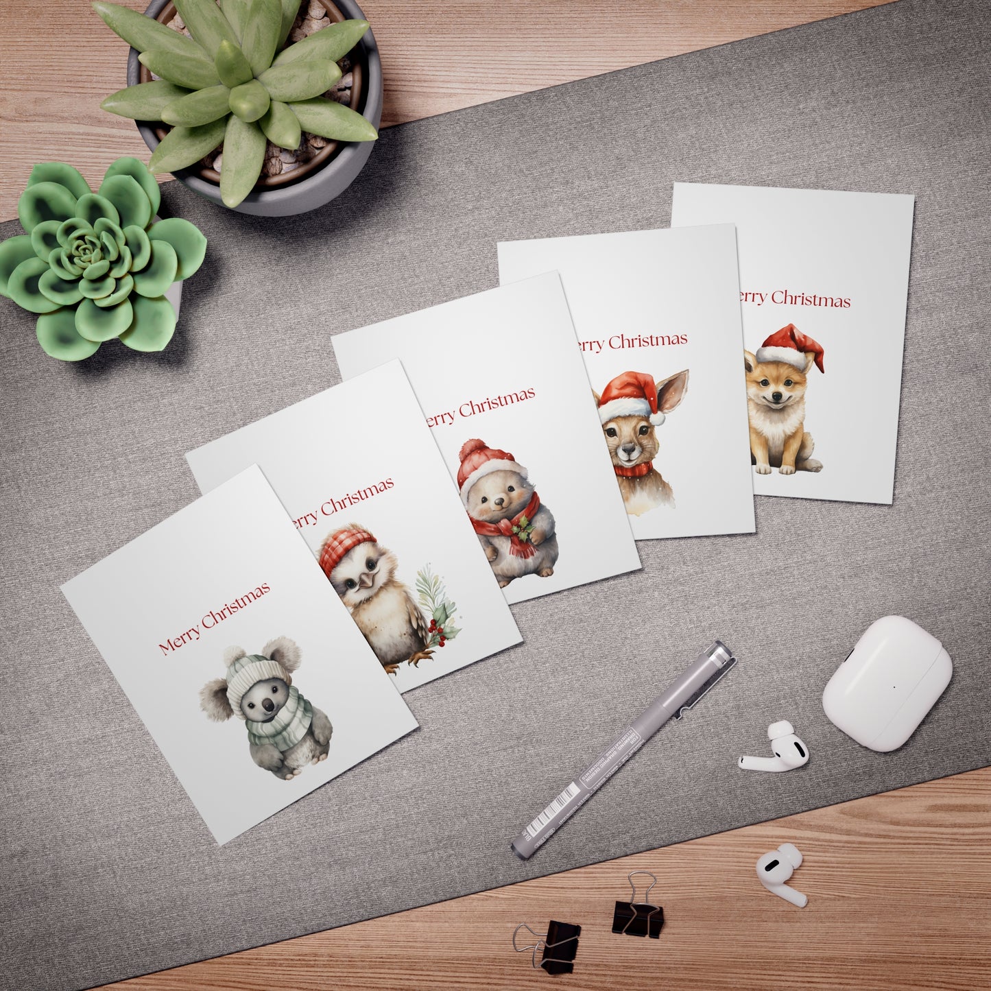 Australian Wildlife Christmas Cards – 25 Pack | Blank Inside