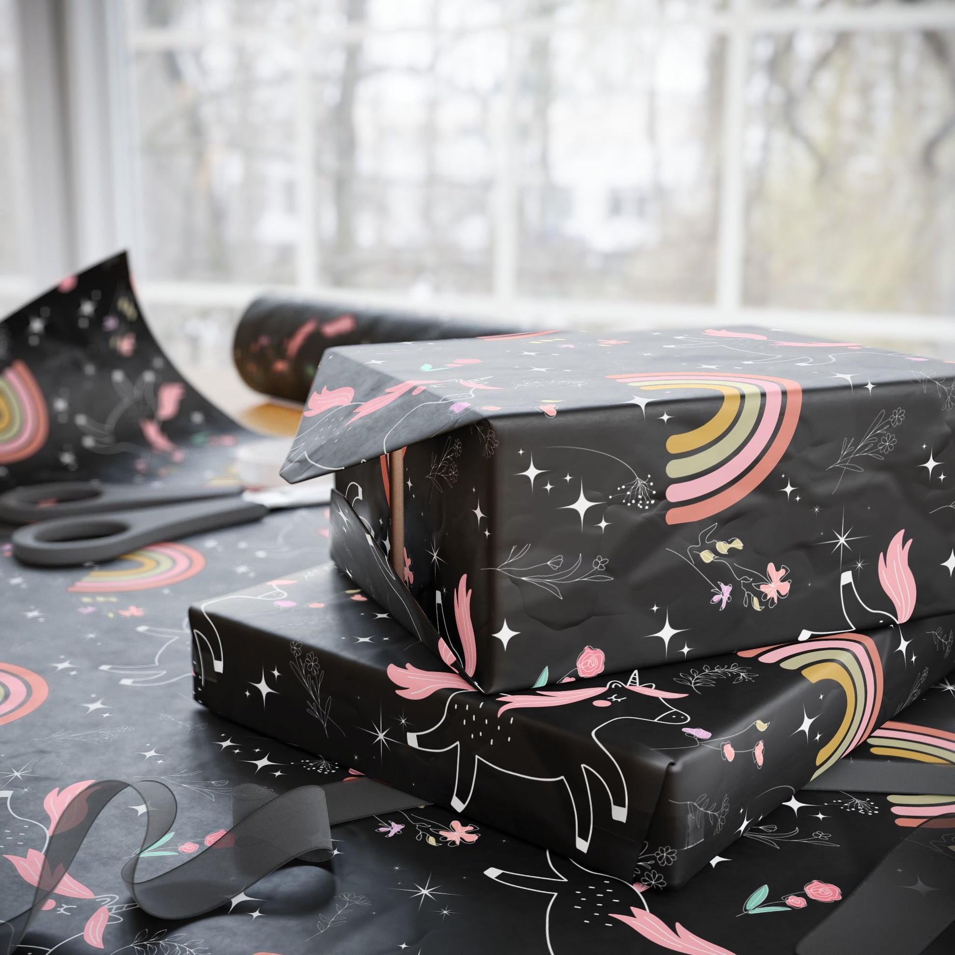 Black Unicorn Rainbow Design