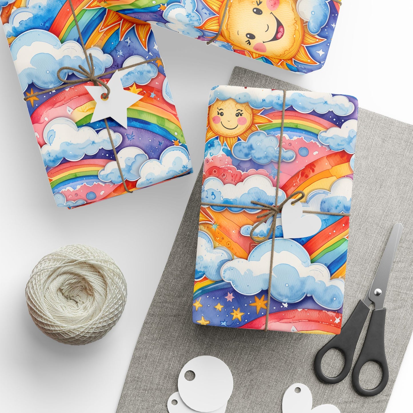 Whimsical Sun & Rainbow Wrapping Paper