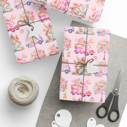 Cute Candyland themed pink gift wrap roll