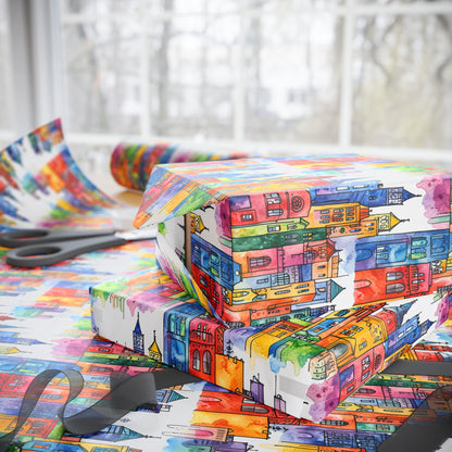 Colorful Cityscape Wrapping Paper - Gift Wrap