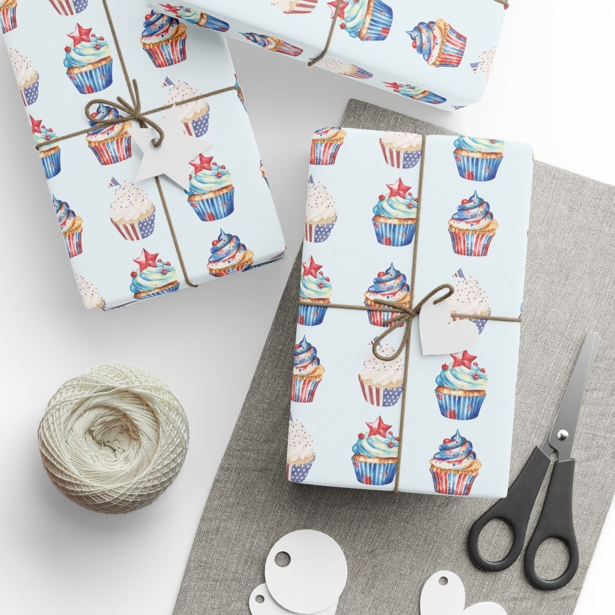 Festive 4th of July Cupcake Wrapping Paper