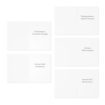Funny Christmas (Wine Related - Set 1) Greeting Card Pack | Set of 5 Holiday Cards | Cute & Cheeky Christmas Cards