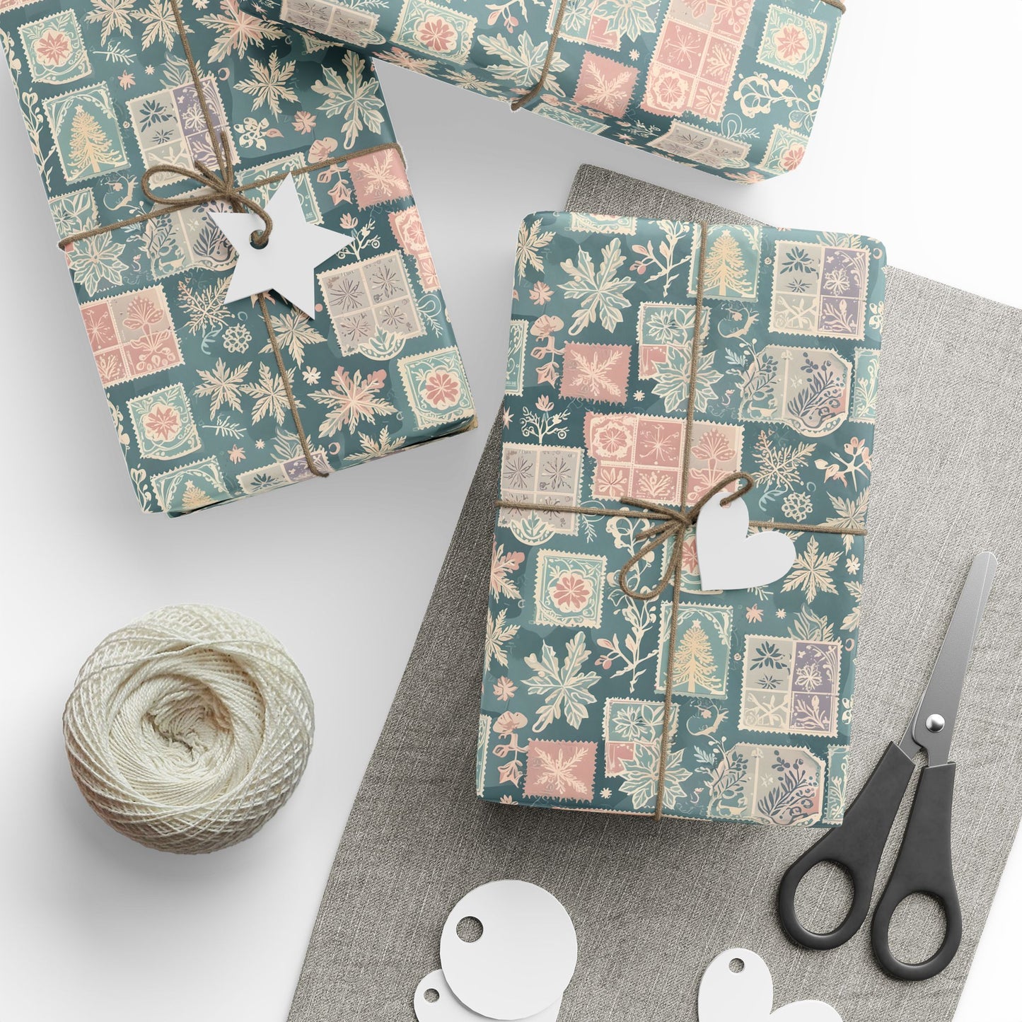 Frosted Post – Vintage Winter Stamp Wrapping Paper