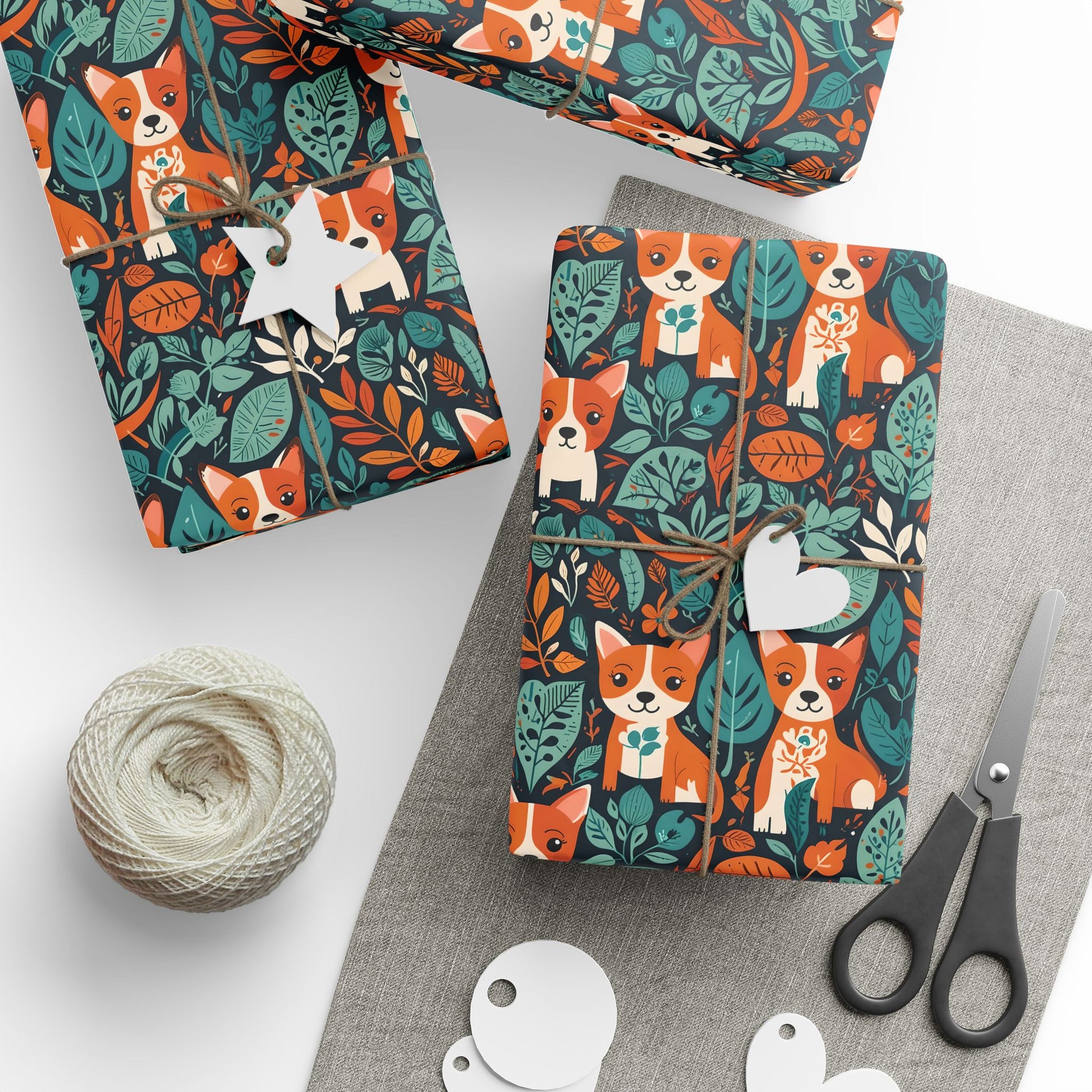 Bark in the Wild – Leafy Dog Wrapping Paper