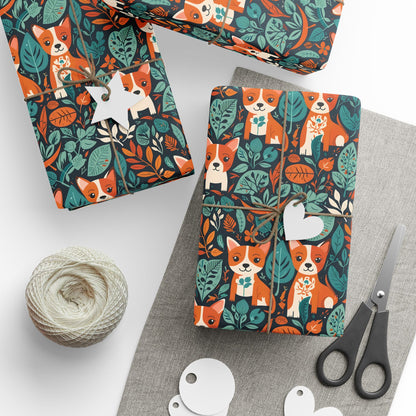 Bark in the Wild – Leafy Dog Wrapping Paper