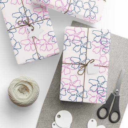 Floral Line Drawing Wrapping Paper Roll