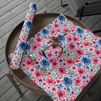 Pink and Blue Watercolor Flowers