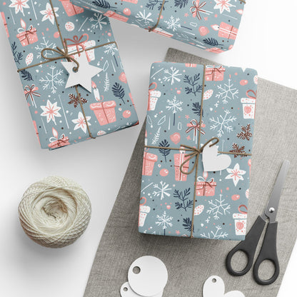 Whimsical Pink & Blue Holiday Wrapping Papers