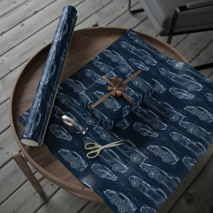 Car Blueprint Wrapping Paper