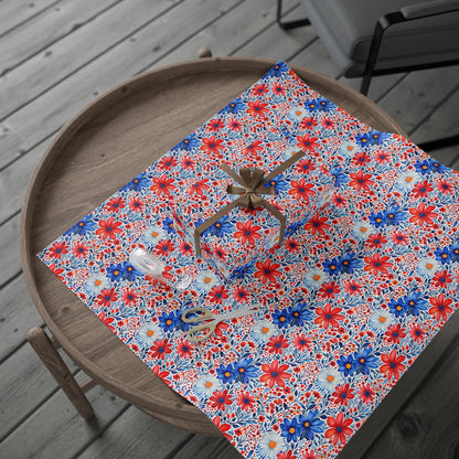 Red, White and Blue Floral Wrapping Paper