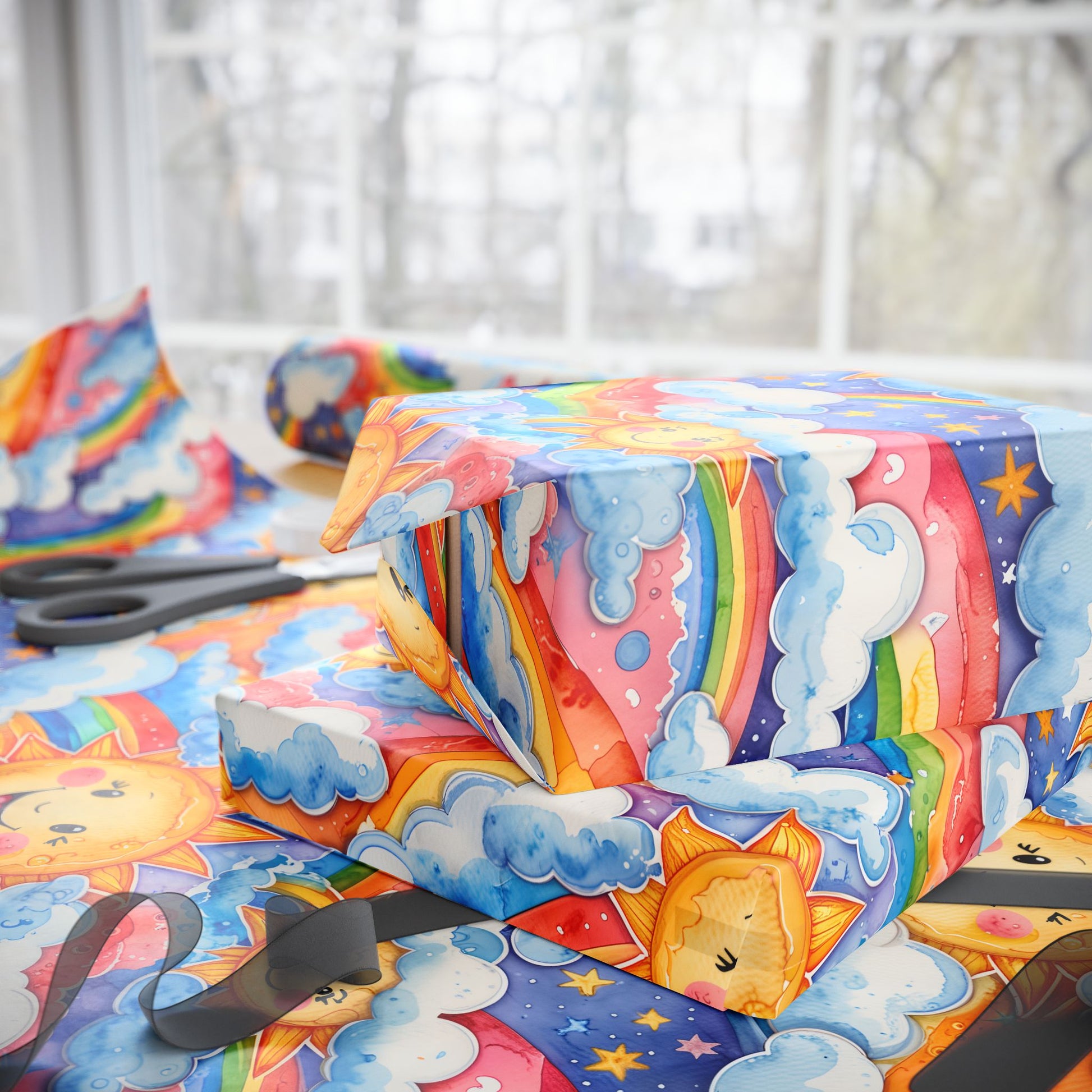Whimsical Sun & Rainbow Wrapping Paper